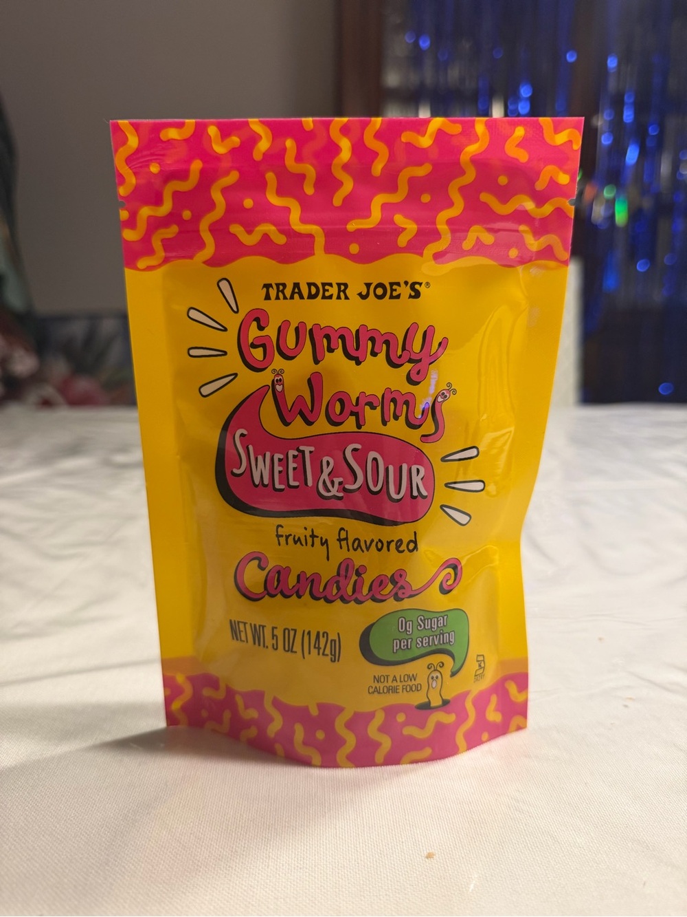 Trader Joe's Gummy Worms Sweet & Sour - Yellow & Pink Packaging